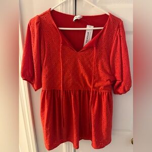 Gilli Scarlet Eyelet Top